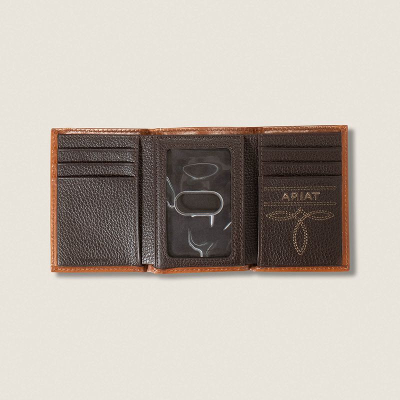 Ariat Weaved Trifold Wallet Marron Homme | TZE-05342065