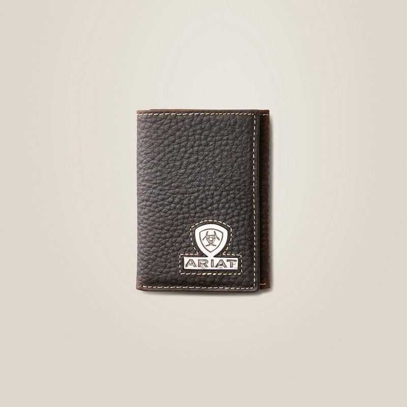 Ariat Trifold Wallet Stacked Logo Marron Homme | RFX-29631583