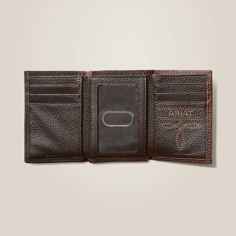 Ariat Trifold Wallet Stacked Logo Marron Homme | RFX-29631583