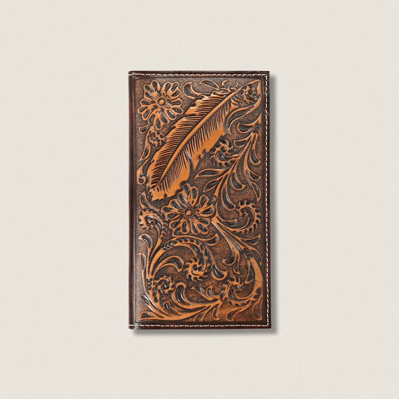 Ariat Tooled Feather Rodeo Wallet Marron Homme | QHD-00441398