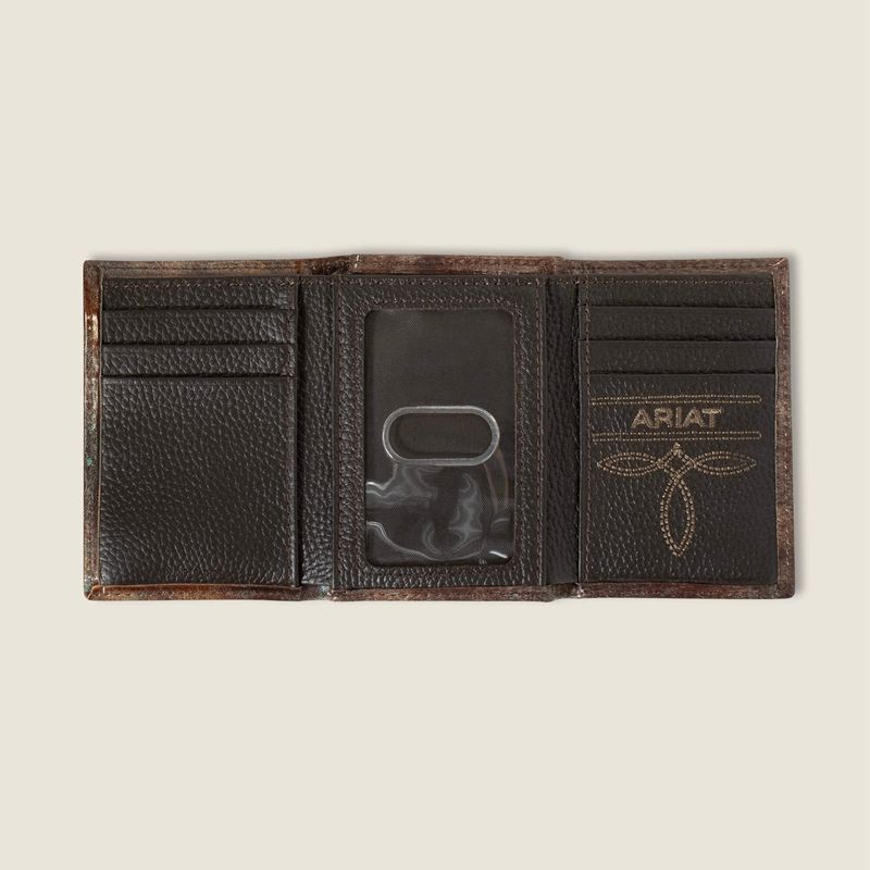 Ariat Southwest Outline Trifold Wallet Marron Homme | ZVQ-60602895