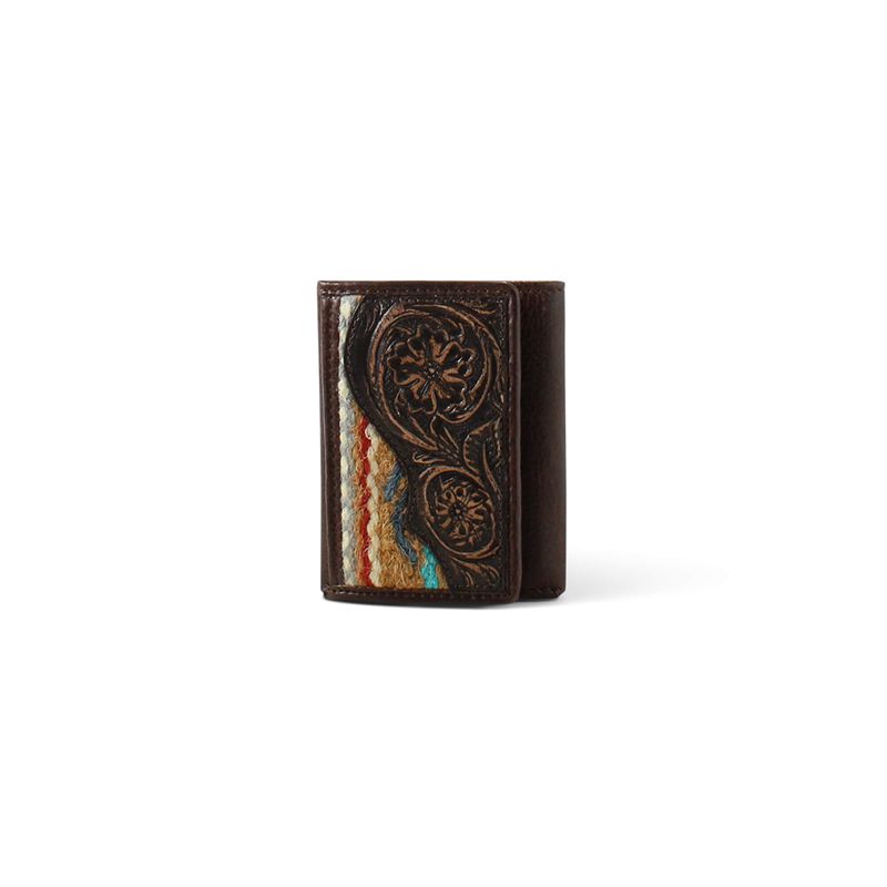 Ariat Rug Floral Embossed Trifold Wallet Marron Homme | AZW-18767741