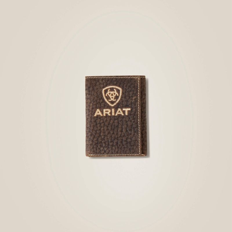 Ariat Pebble Leather Trifold Wallet Marron Homme | IIM-10826621