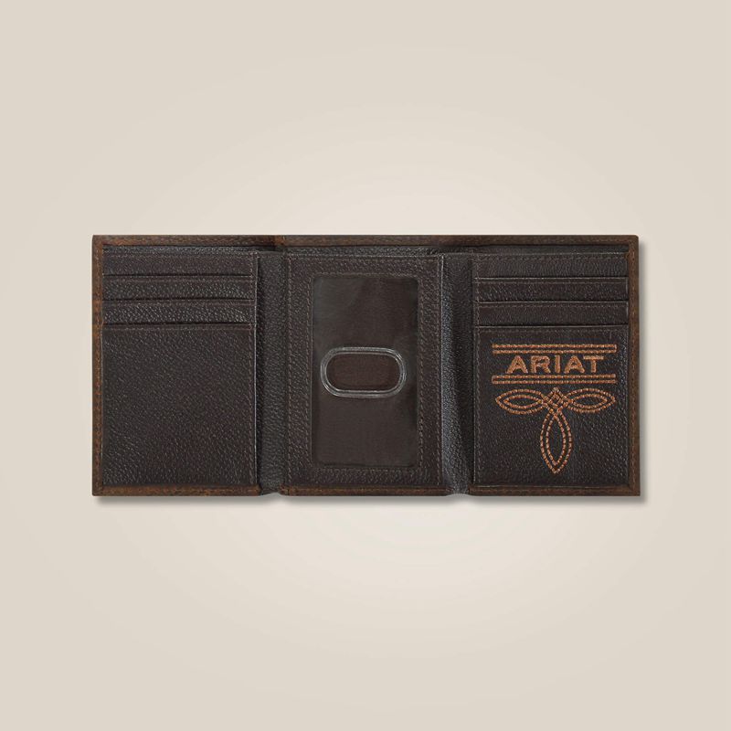 Ariat Mexico Logo Trifold Wallet Marron Homme | HEP-37958278