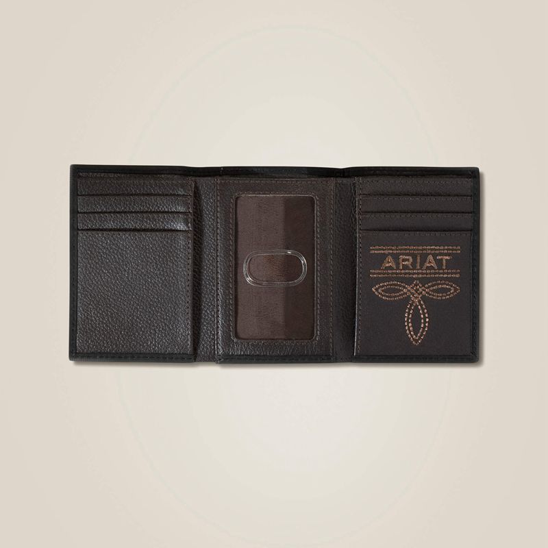 Ariat Mexico Logo Trifold Wallet Marron Homme | AOY-10194830