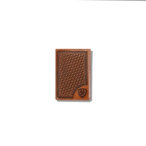 Ariat Lattice Embossed Trifold Wallet Tan Homme | KJF-90908668