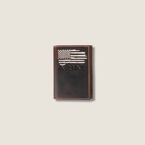 Ariat Flag Trifold Wallet Marron Homme | WMQ-69449346