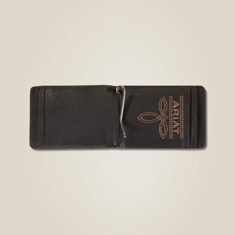 Ariat Large Logo Clip Wallet Marron Homme | ELL-47956079