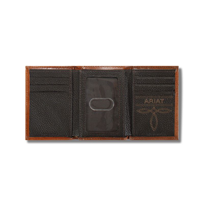 Ariat Lattice Embossed Trifold Wallet Tan Homme | KJF-90908668