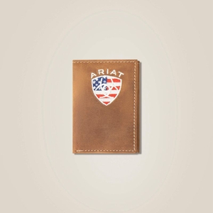 Ariat Flag Shield Trifold Wallet Marron Homme | CQX-61941071