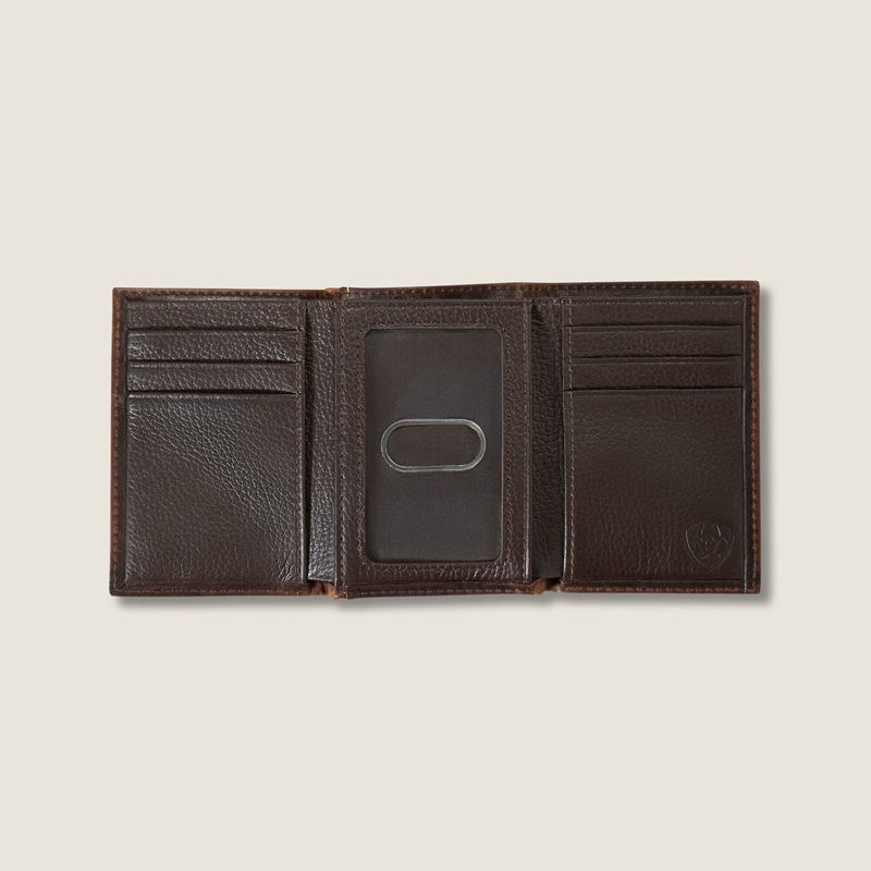 Ariat Flag Trifold Wallet Marron Homme | WMQ-69449346