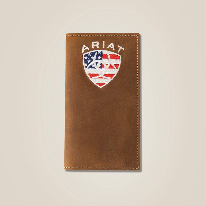 Ariat Flag Shield Rodeo Wallet Marron Homme | PPV-69307469