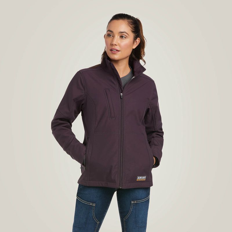 Ariat Rebar Stretch Canvas Softshell Jacket Plum Perfect Femme | XRJ-81204330