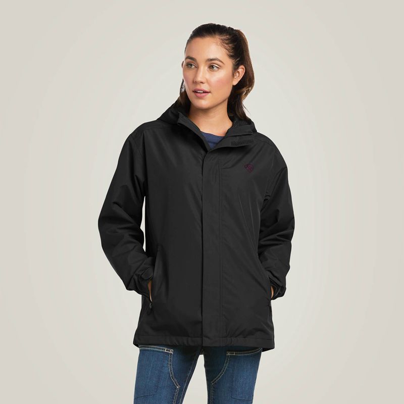 Ariat Rebar Stormshell Logo Waterproof Jacket Black/Purple Femme | DES-07570275