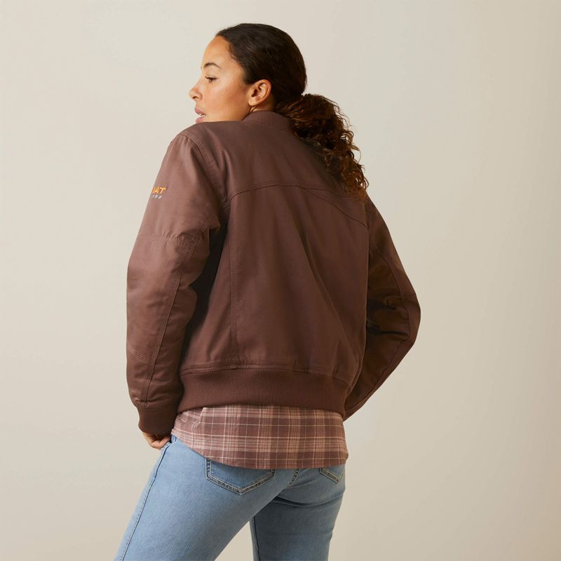 Ariat Rebar Stretch Canvas Bomber Jacket Peppercorn Femme | WSI-28331393