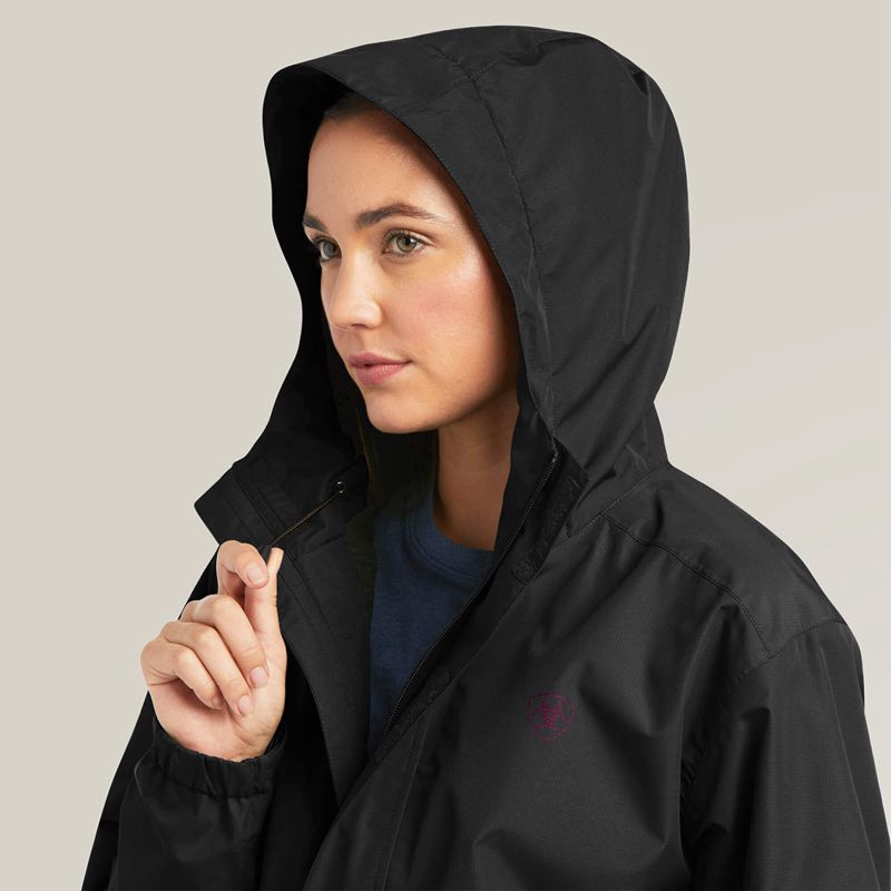 Ariat Rebar Stormshell Logo Waterproof Jacket Black/Purple Femme | DES-07570275