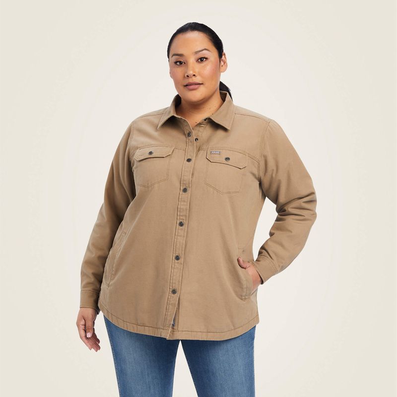 Ariat Rebar Classic Canvas Shirt Jacket Kaki Femme | CDG-42477883