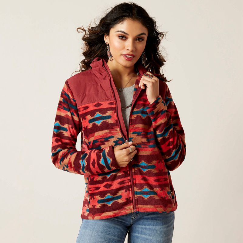 Ariat Prescott Fleece Jacket Campfire Print Femme | YHD-79515703