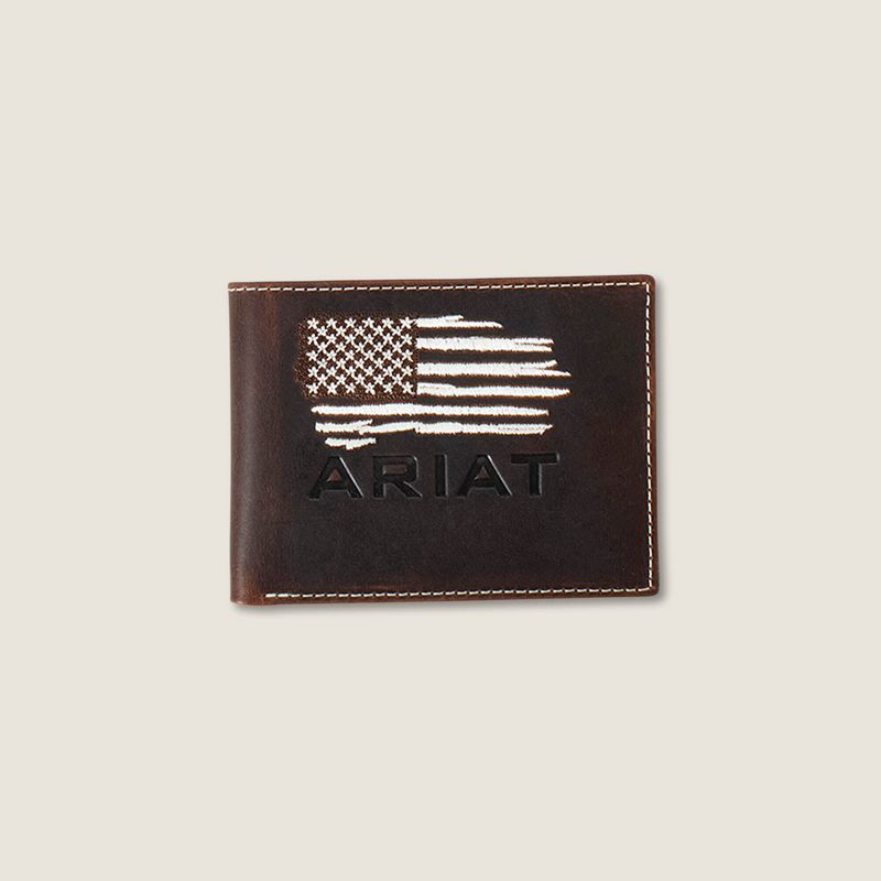 Ariat Flag Bifold Wallet Marron Homme | GWB-99894058