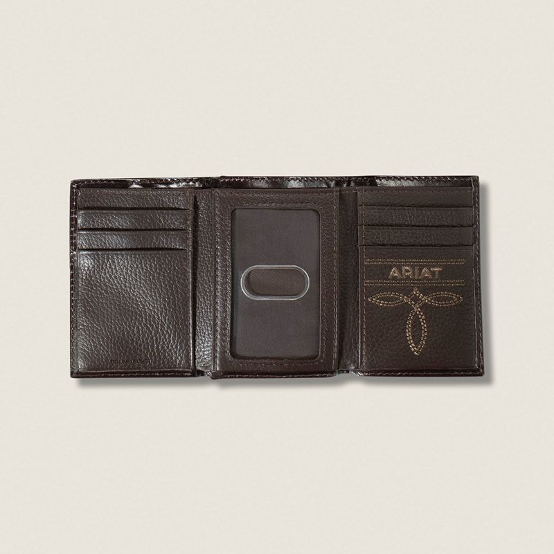 Ariat Cross Rodeo Trifold Wallet Marron Homme | ZLE-79619734