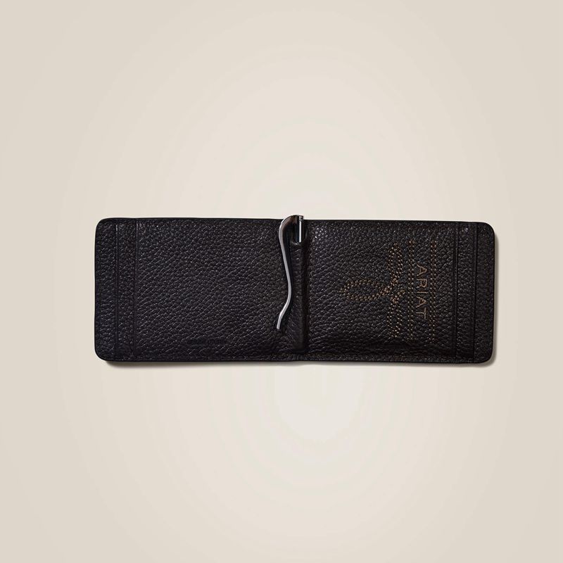 Ariat Bifold Wallet Floral Logo Embroidery Tan Homme | LQR-01487762