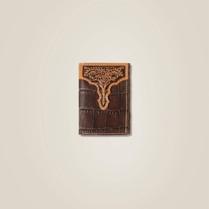 Ariat Alligator Trifold Wallet Marron Homme | FWU-16562078