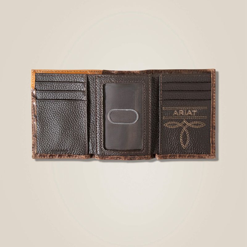 Ariat Alligator Trifold Wallet Marron Homme | FWU-16562078