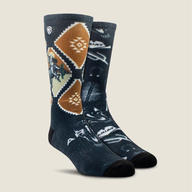 Ariat Southwest Rider Crew Sock 2 Pair Pack Multi Homme | NBV-45878148