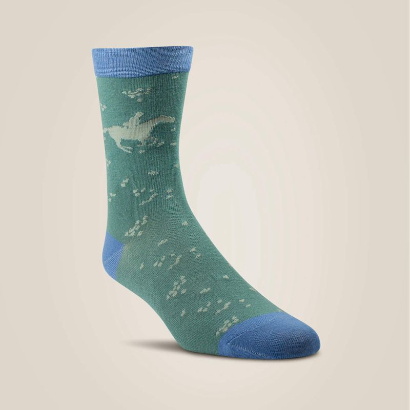 Ariat Charm Crew Socks Purity/Arctic Horses Homme | BMH-45803579