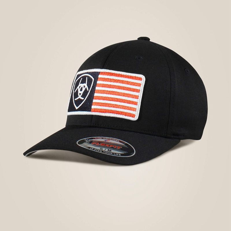 Ariat Usa Flag Patch Shield Cap Noir Homme | TYN-21635275