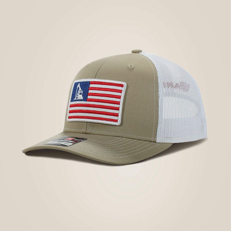 Ariat Usa Flag Patch Logo Cap Tan Homme | EQO-00693776