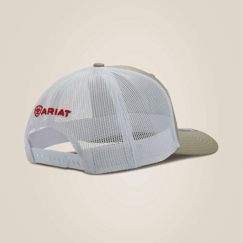 Ariat Usa Flag Patch Logo Cap Tan Homme | EQO-00693776