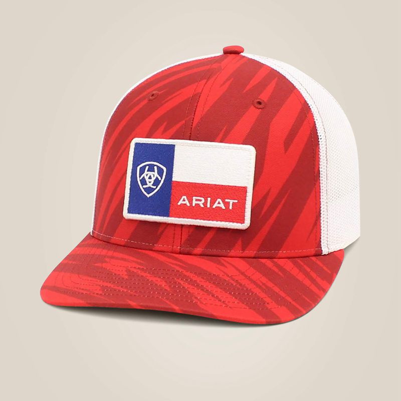 Ariat Texas Flag Cap Rouge Homme | EYX-73334941