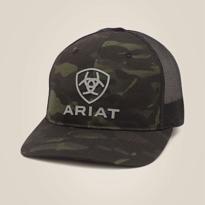 Ariat Stacked Logo Cap Noir Camouflage Homme | YOC-56233979