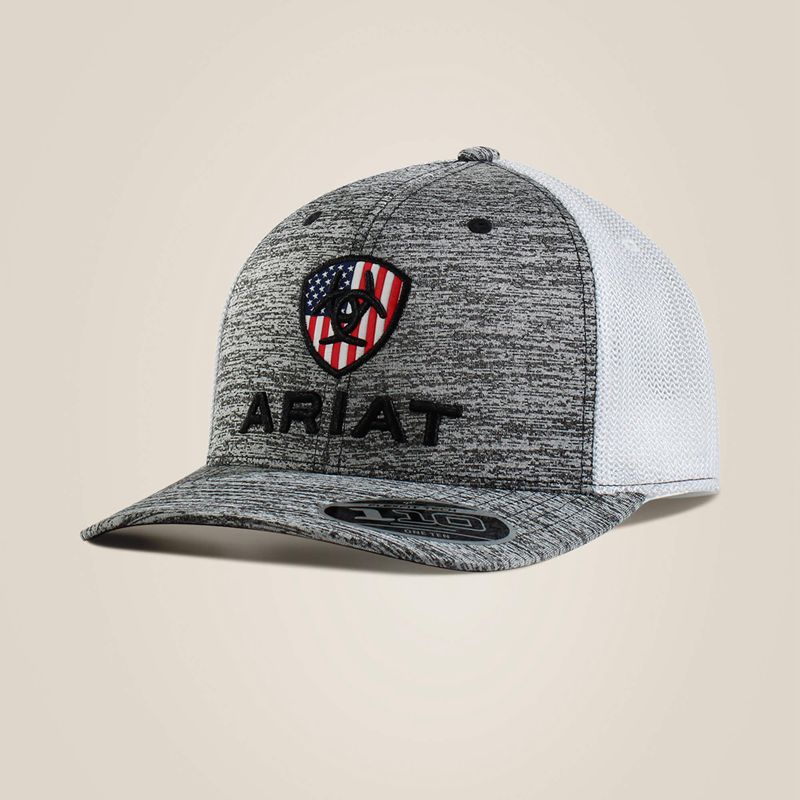 Ariat Simple Logo Mesh Cap Gray/Flag Homme | YKU-77266203