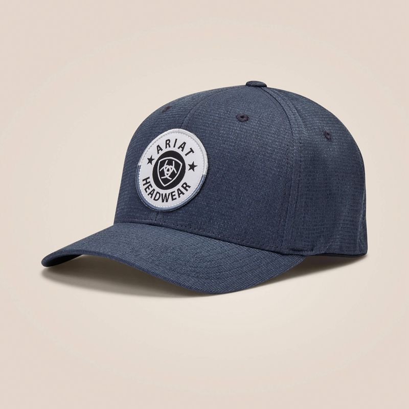 Ariat Round Logo Patch Cap Bleu Homme | NMT-07028019