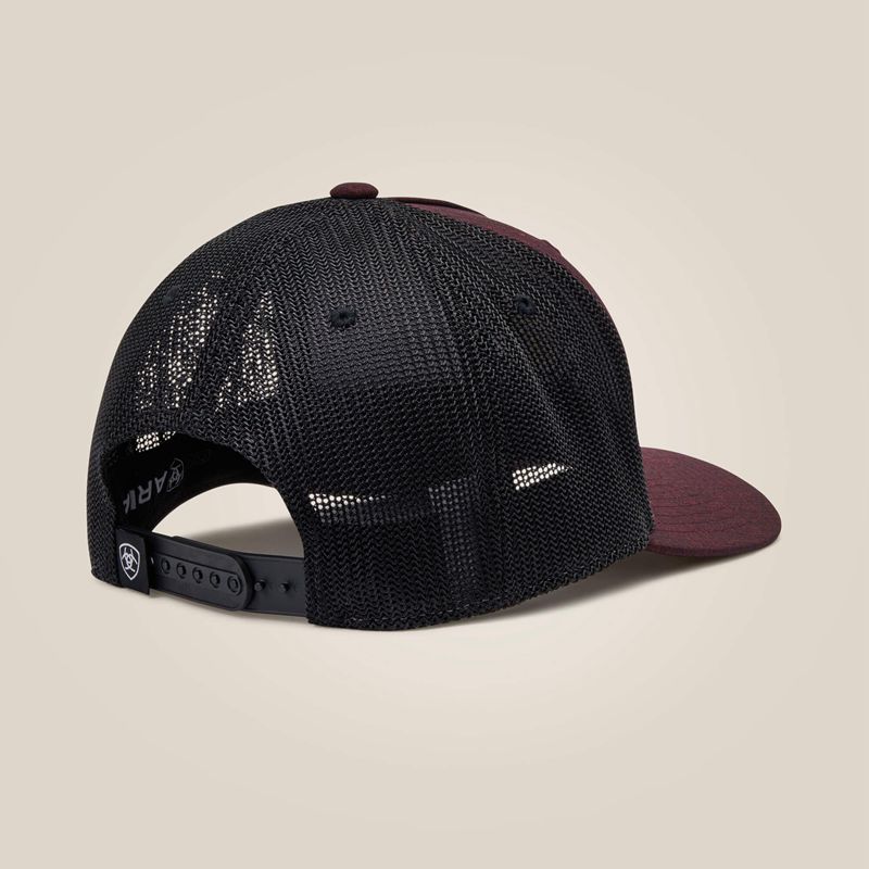 Ariat Round Logo Patch Cap Wine Homme | CIZ-03882070