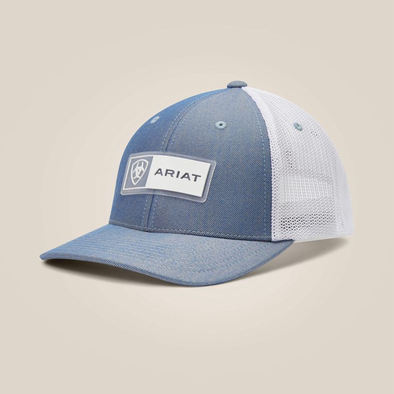 Ariat Rectangle Logo Patch Cap Bleu Clair Homme | NHV-41272074