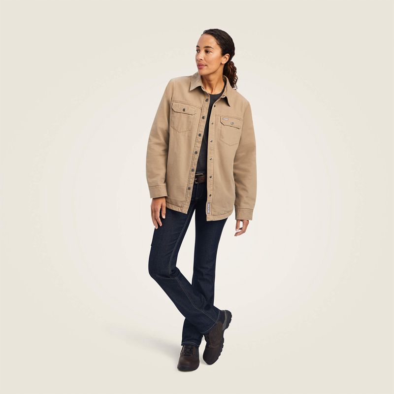 Ariat Rebar Classic Canvas Shirt Jacket Kaki Femme | CDG-42477883