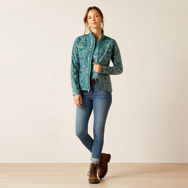 Ariat New Team Softshell Print Jacket Pinewood Femme | TLE-17178654