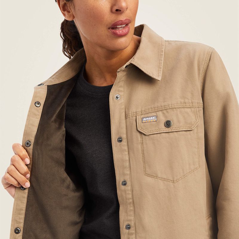 Ariat Rebar Classic Canvas Shirt Jacket Kaki Femme | CDG-42477883