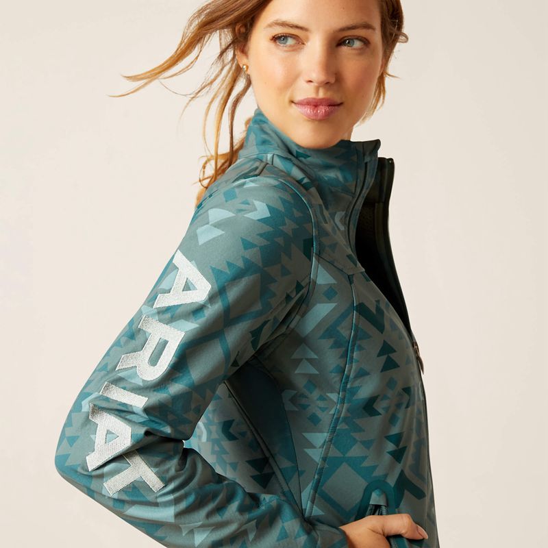 Ariat New Team Softshell Print Jacket Pinewood Femme | TLE-17178654