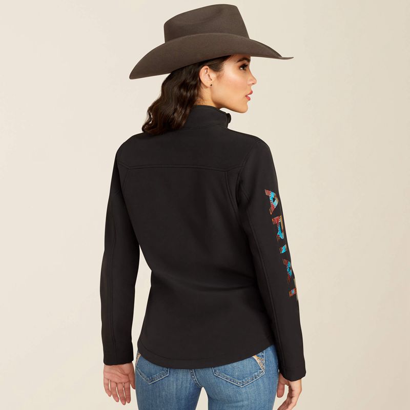 Ariat New Team Softshell Jacket Black/Serrano Southwest Print Femme | BTT-57658726