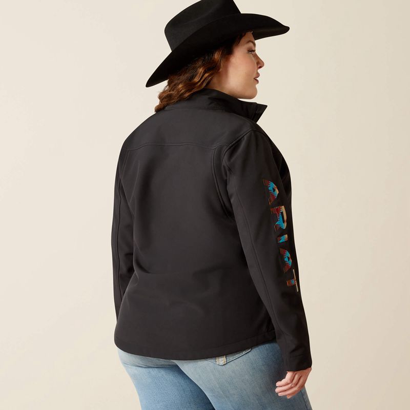 Ariat New Team Softshell Jacket Black/Serrano Southwest Print Femme | BTT-57658726