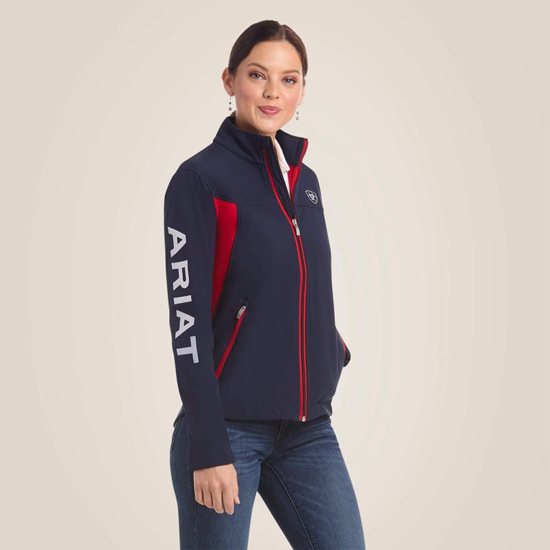 Ariat New Team Softshell Jacket Navy/Red Femme | YVD-22563788