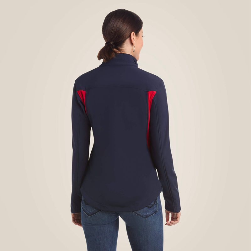 Ariat New Team Softshell Jacket Navy/Red Femme | YVD-22563788