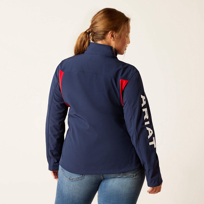 Ariat New Team Softshell Jacket Navy/Red Femme | YVD-22563788