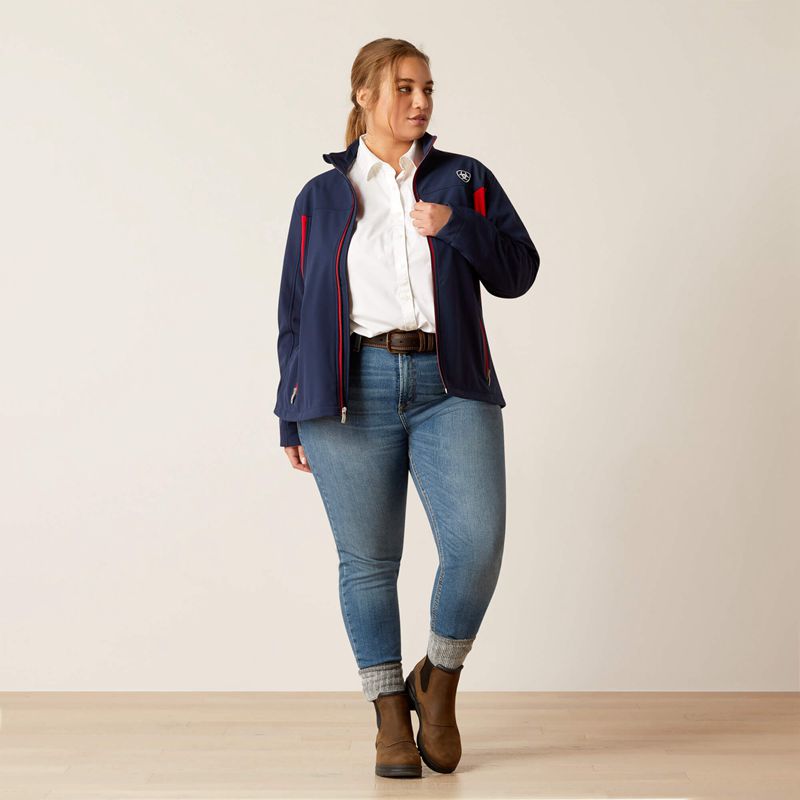 Ariat New Team Softshell Jacket Navy/Red Femme | YVD-22563788