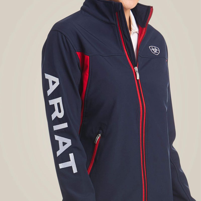 Ariat New Team Softshell Jacket Navy/Red Femme | YVD-22563788