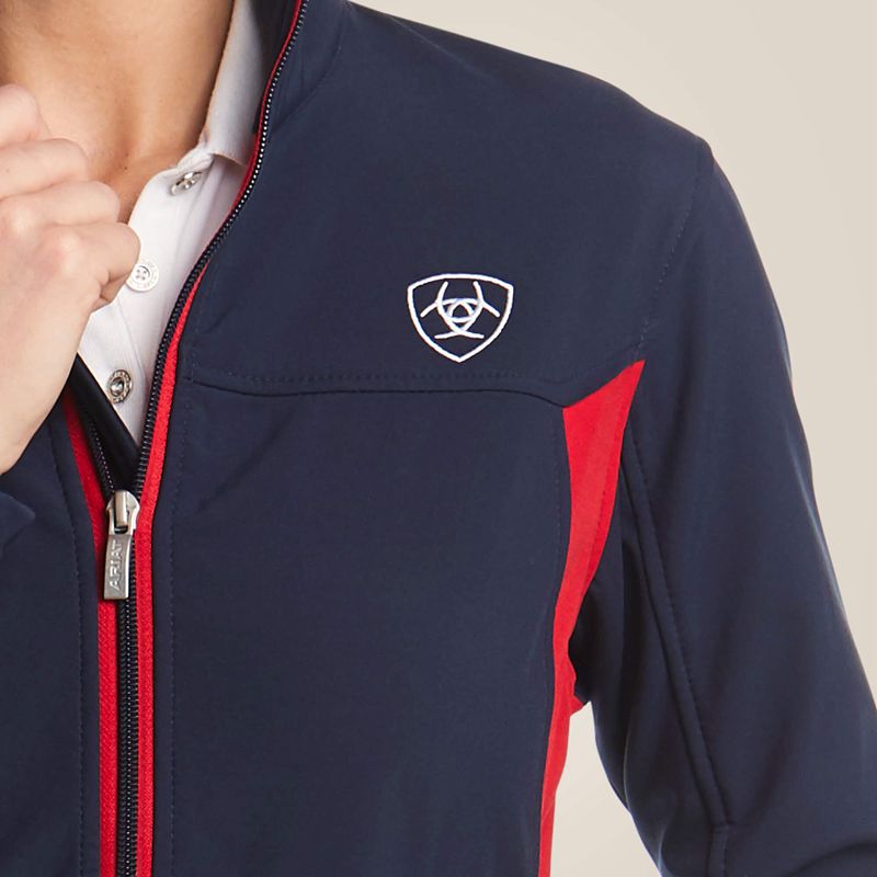 Ariat New Team Softshell Jacket Navy/Red Femme | YVD-22563788